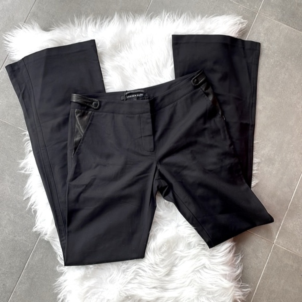 NWT Andrew Marc x Richard Chai Flared Dress Pant with Leather Pocket Acc…